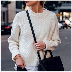All saints Sylvie rib knit sweater white cashmere